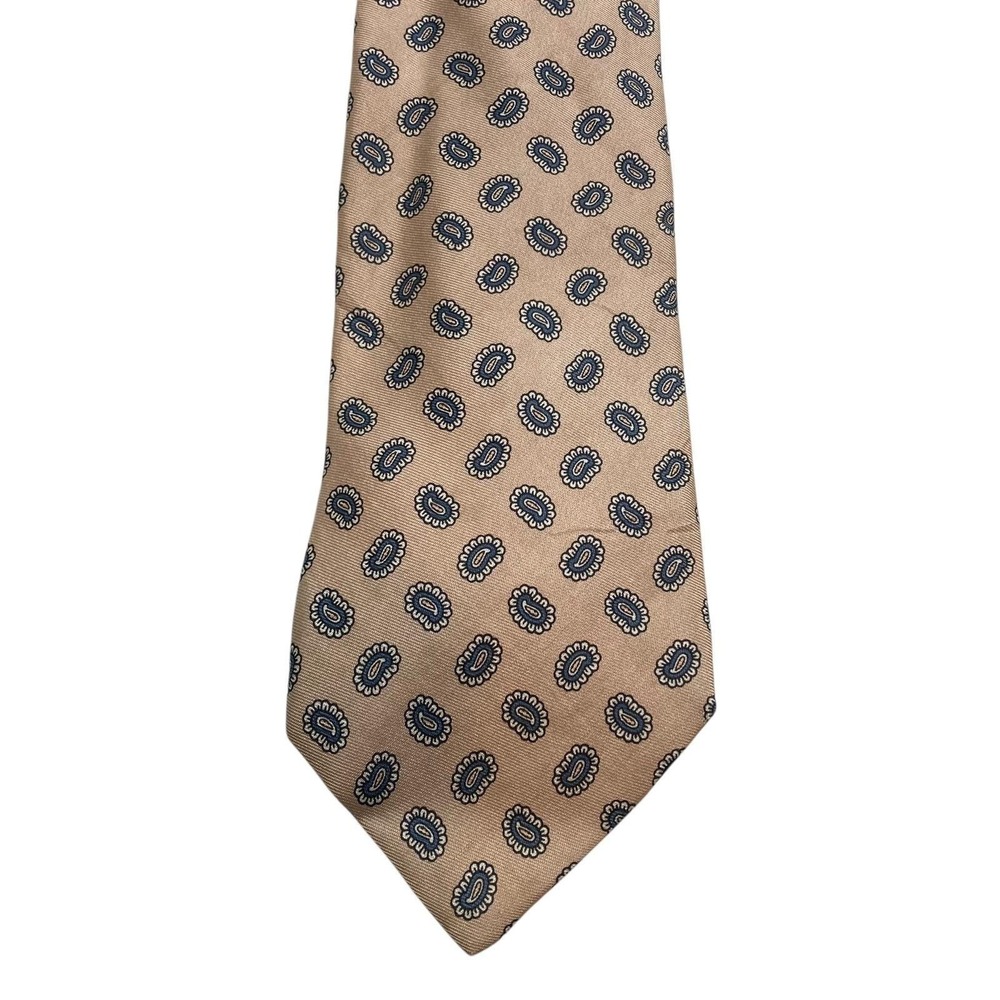VTG 90s ROBERT‎ TALBOTT x SATEL'S Mens Beige Paisley Tie Retro Preppy Old Money